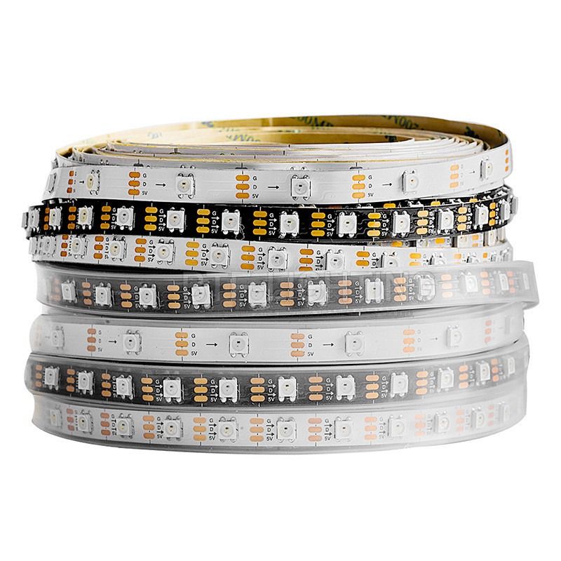 Ελαφριά WS2812B 5050SMD μεμονωμένη προσπελάσιμη 16.4FT 60Pixels/M 300Pixels των RGB εύκαμπτων οδηγήσεων λουρίδα εικονοκυττάρου των οδηγήσεων λουρίδων