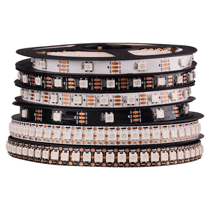 Ελαφριά WS2812B 5050SMD μεμονωμένη προσπελάσιμη 16.4FT 60Pixels/M 300Pixels των RGB εύκαμπτων οδηγήσεων λουρίδα εικονοκυττάρου των οδηγήσεων λουρίδων