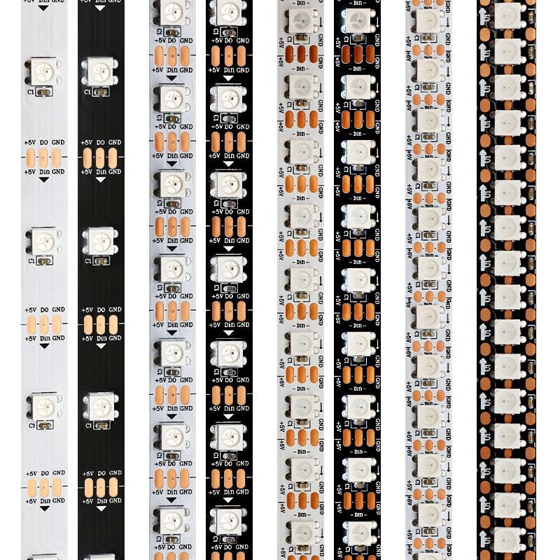 Ελαφριά WS2812B 5050SMD μεμονωμένη προσπελάσιμη 16.4FT 60Pixels/M 300Pixels των RGB εύκαμπτων οδηγήσεων λουρίδα εικονοκυττάρου των οδηγήσεων λουρίδων